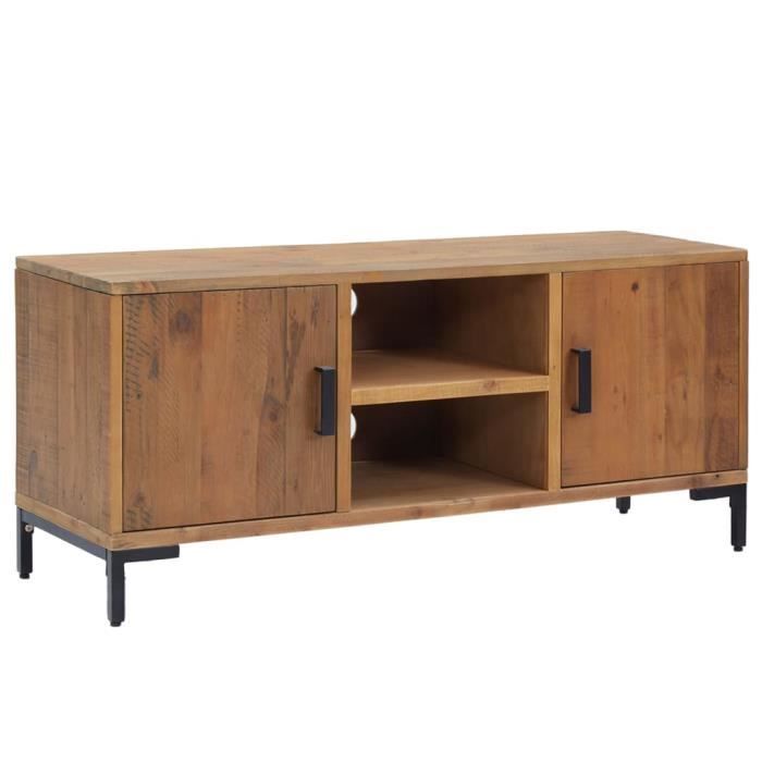 349917 vidaXL Meuble TV Marron 110x35x48 cm Bois de pin massif recyclé