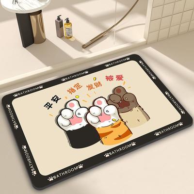 Cartoon Bathroom Floor Mat, Diatom Mud Suction Mat, Toilet Door Toilet Mat, Non-Slip Foot Stepping Pad, Household Dirt-Resistant