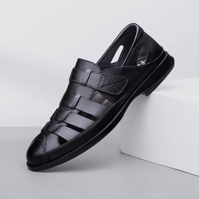 2025 Summer New Men's Leather Casual Shoes Breathable Sandals Outdoor Commuting Men's Business Work Shoes Simple Versatile