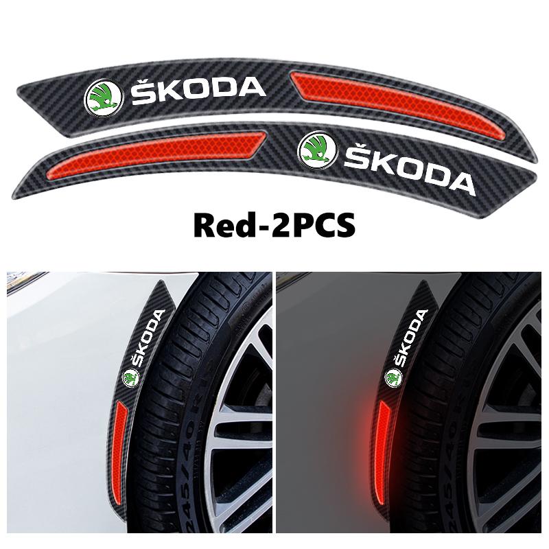 cycr3 For Skoda Carbon Fiber Car Wheel Eyebrow Fender Sticker Reflective Strips Warning Protector Strip Octavia Superb RAPID FABIA