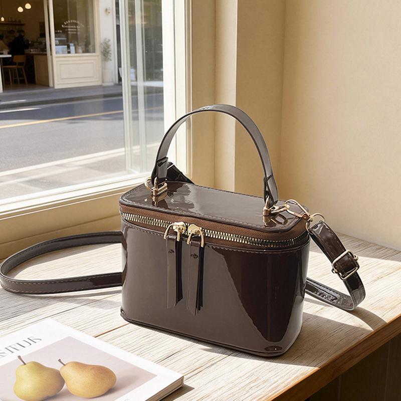 Yogodlns Korean Fashion Square Box Handbag Women's Mini Crossbody Bag Simple Urban Style PU Material Small Square Bag