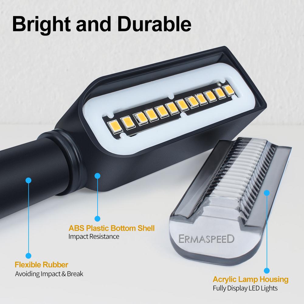 Universal LED Motorcycle Flasher 12V IP68 Waterproof Flowing Water DRL Stop Tail Lamp Indicator Turn Signals Lights