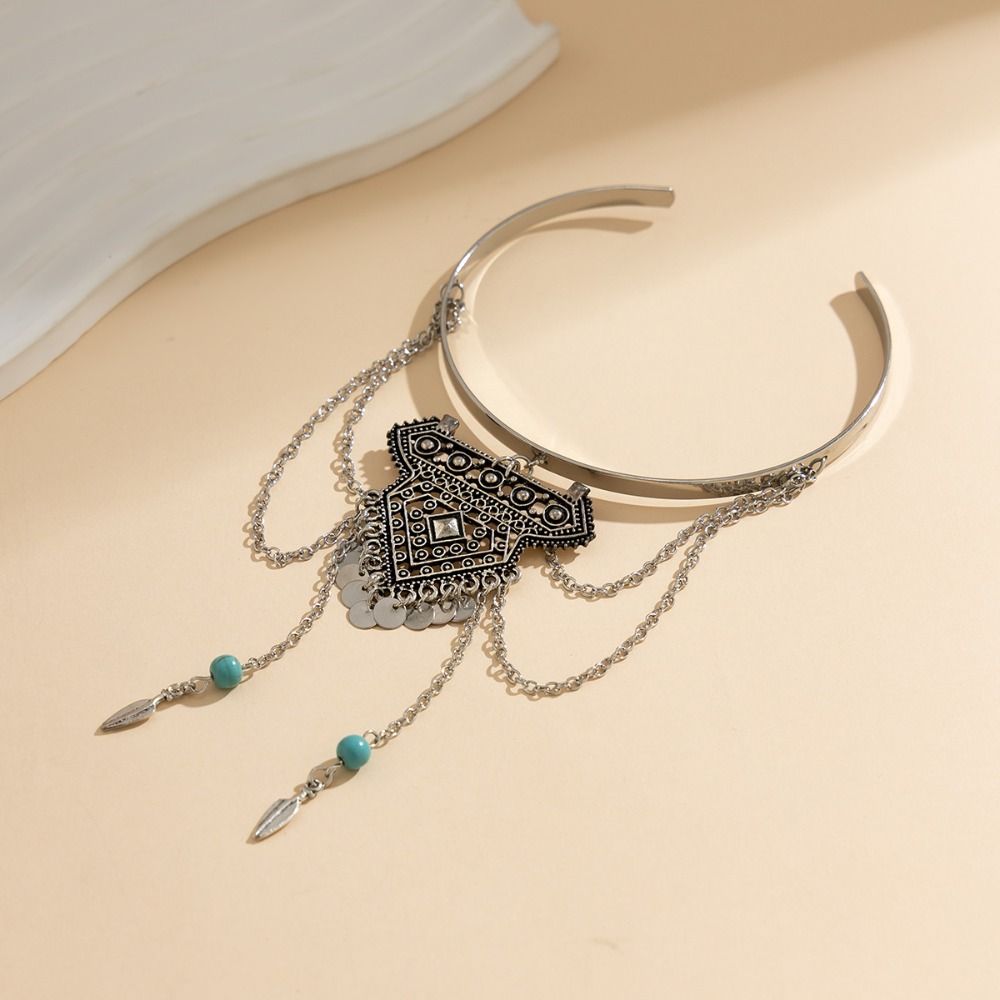 Silver Metal Arm Chain Bohemian Style Exaggerated Bracelet Cute Cuff Bangles  Decoration