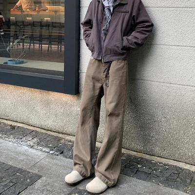 Men's Retro Distressed Straight Jeans - Casual, Loose-Fit, Clean-Cut for Spring and Autumn Trends