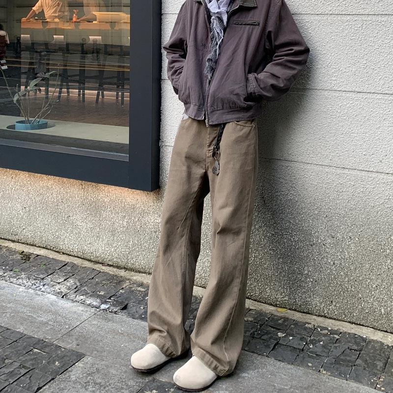 

Мужские прямые джинсы в стиле ретро с эффектом потертости - Повседневные, свободного кроя, с чистым кроем для весенне-осенних трендов M