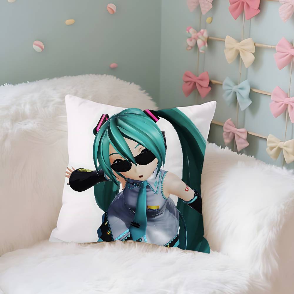Anime-H-Hatsune-Mikus Kawaii Throw Pillow Covers Pattern Cushion Cover Suitable For Sofa Bedroom Car Pillow Cover