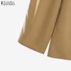 ZANZEA Women 3/4 Sleeve Print Blouse and Pants Casual Two Piece Suit Sets