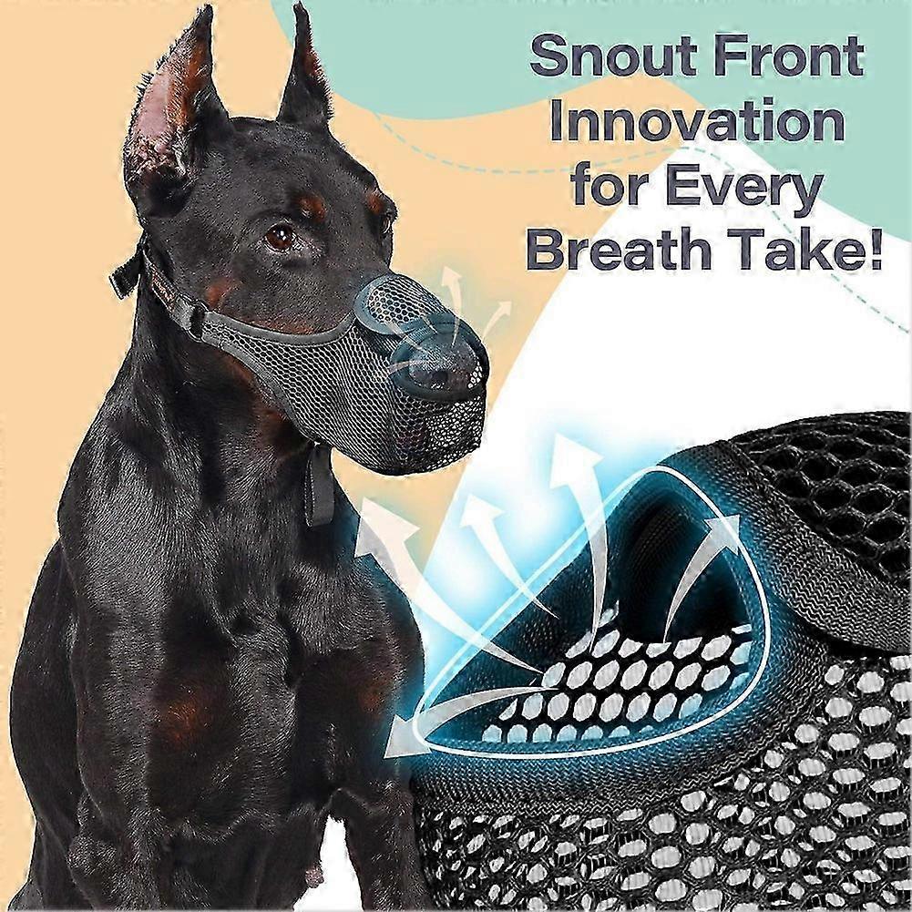 Breathable Mesh Dog Muzzle Anti-Bite Strap Dog Mouth Cage Scavenging Prevention Long Mouth Pet Mouth Mask Gray,L