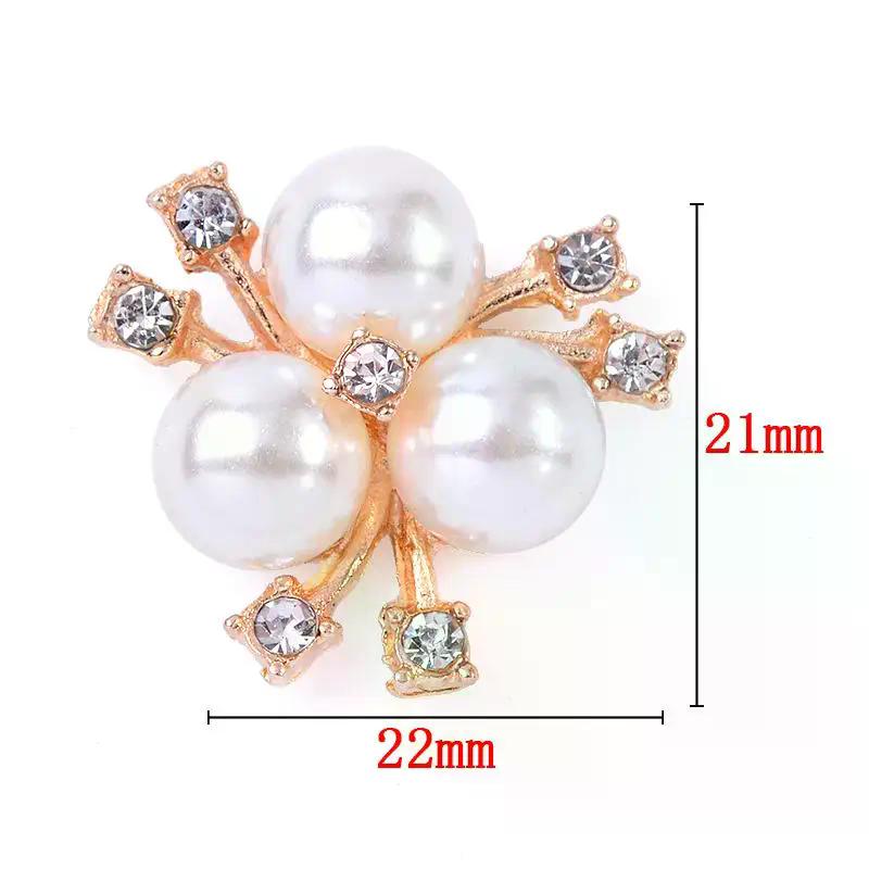 10PCS Sparkling Flower-shaped Crystal Pearl Button Pearl Hairpins Headwear Clip Rhinestone Buttons