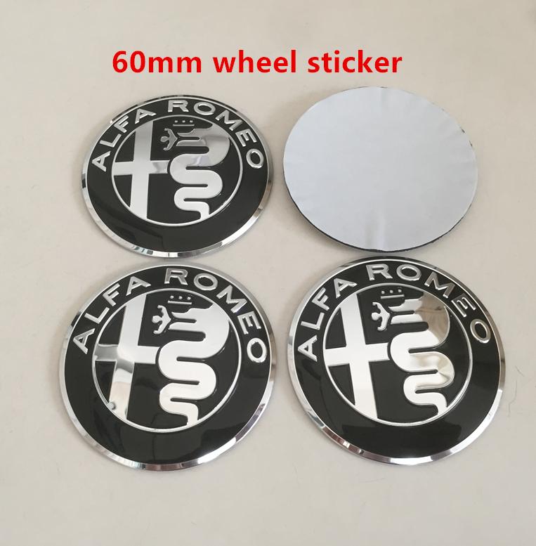 4pcs 56mm 60mm 65mm ForAlfa Romeo 147 156 159 Car emblem Wheel hub Center Cap Badge covers sticker Decals Styling accessories