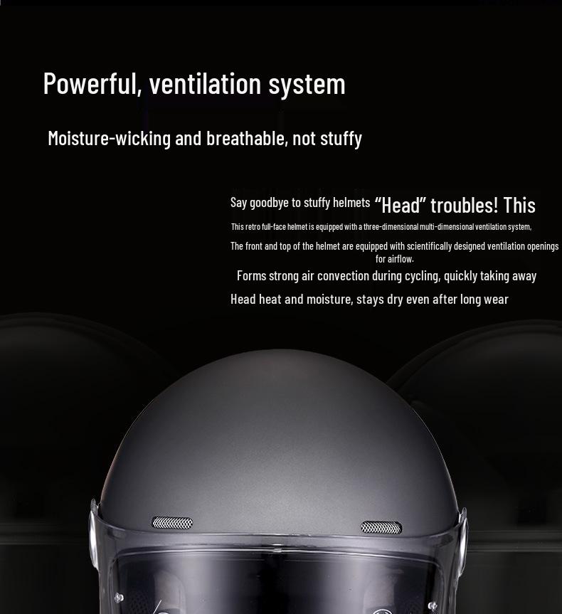 Certified Retro Fiberglass Full Face Helmet for Kids' Motorcycles and Scooters