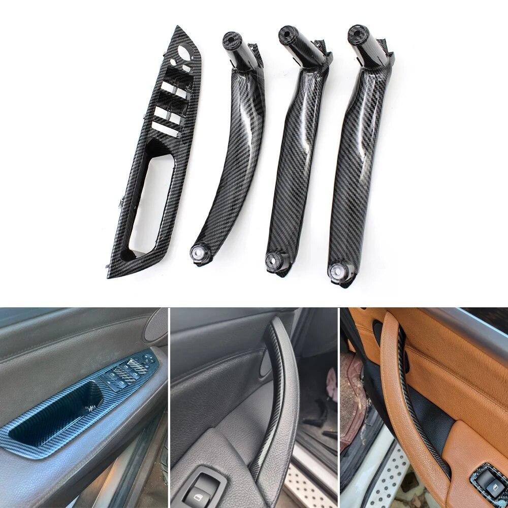LHD RHD 4-teiliges Set Türfensterschalterblende Armlehnen-Zuziehgriffabdeckung Zierleiste Für BMW X5 X6 E70 E71 E72 2007-2014