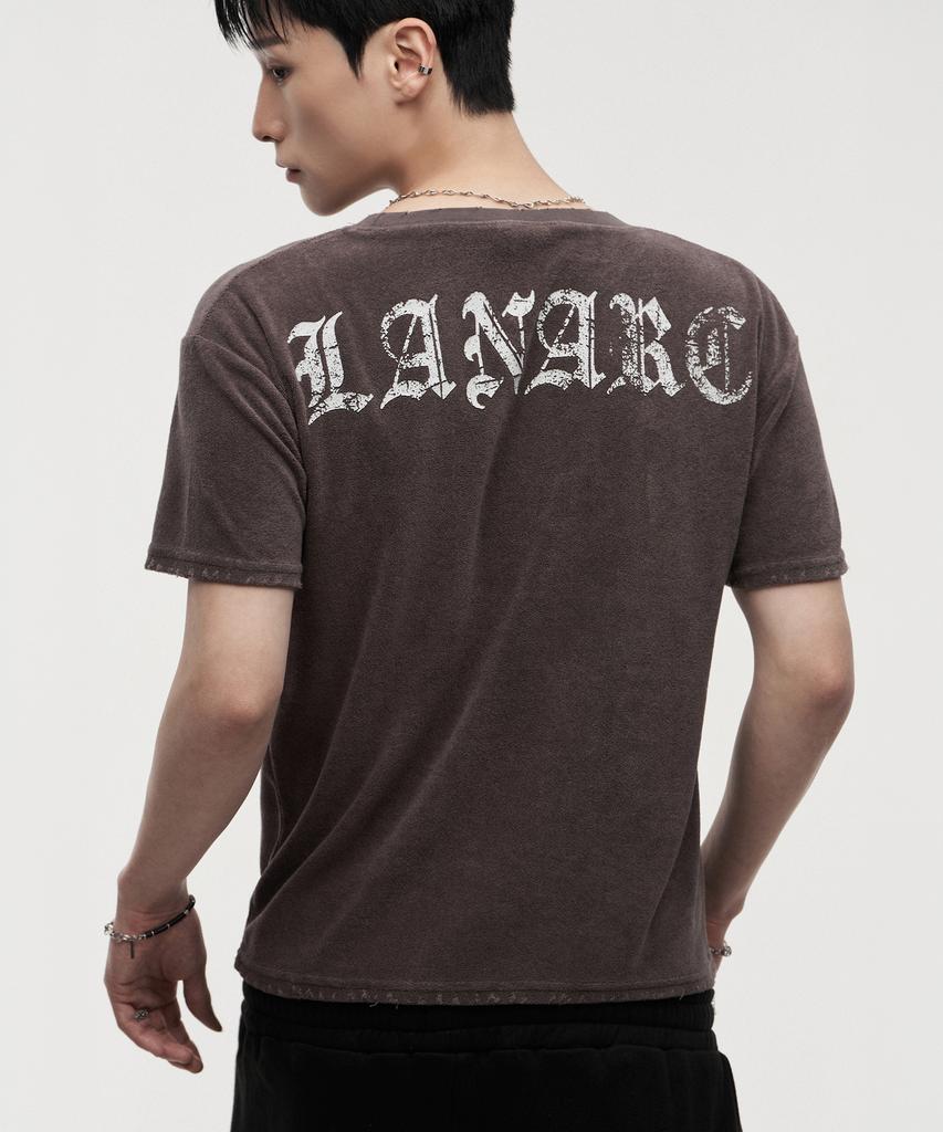 LANARCHIVE [0138] Antique Cross Wing Short Sleeve T-Shirt - Black