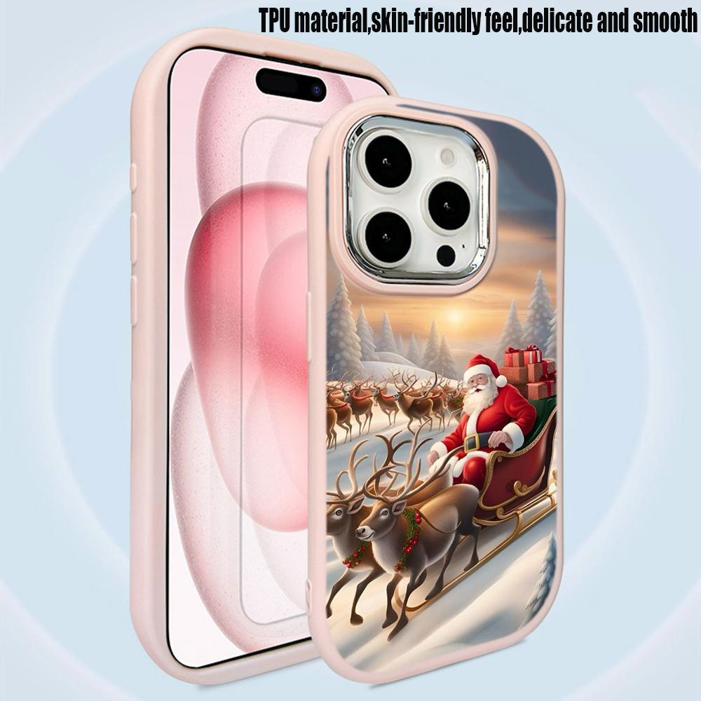 N103 Neujahr Frohe Weihnachten Design Art Weiche Telefonhüllen für iPhone 16 Pro Xiaomi 11 Lite Redmi 13C Note 11s Plating Rahmen Kameraschutz Rückseite