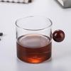 SX Blue Glass Tea Cup with Wooden Handle