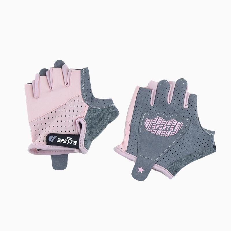 Kids' Non-Slip Half-Finger Sports Gloves: Breathable, Elastic, Wear-Resistant for Climbing, Cycling, Pull-ups & Skating.