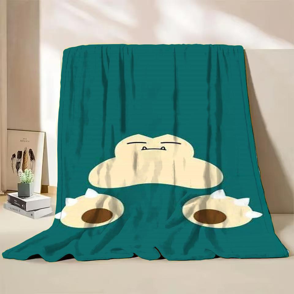 Pokemon Snorlax Flanelová Nadýchaná Fleece Deka pro Domov Ložnici Postel Pohovku Kancelář Dětská Přikrývka Dospělá Měkká Deka Dětský Roztomilý Dárek