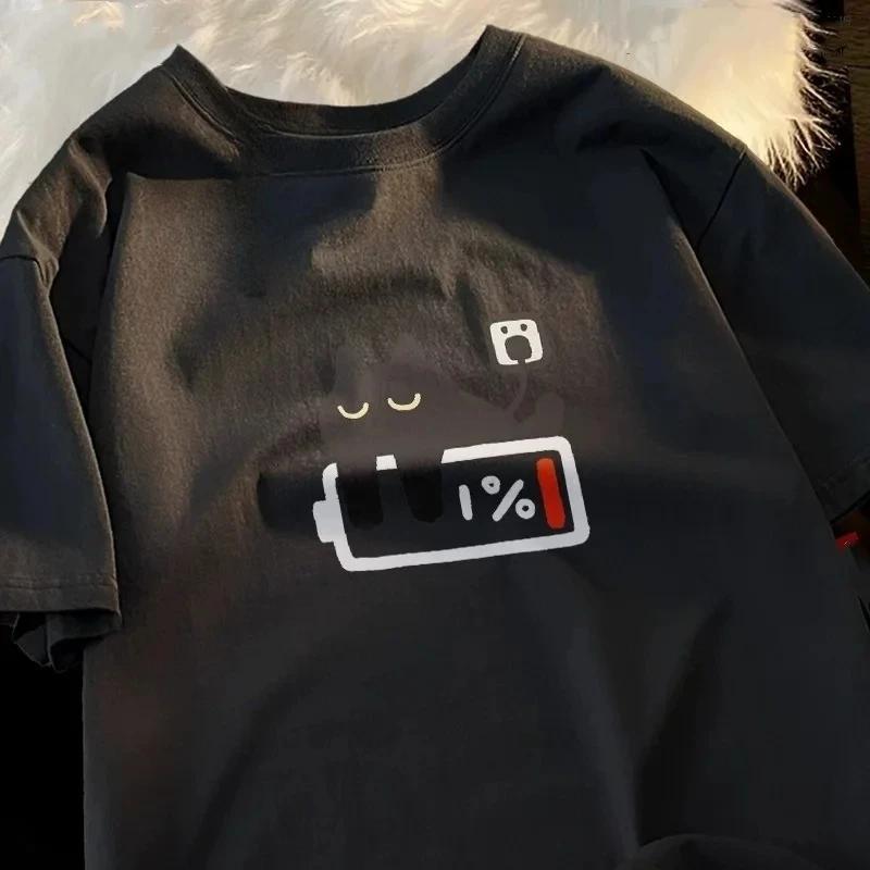 Fabric Casual Fit Urban Aesthetic Style Casual Tees Japanese Art Tee Women Short Sleeve Round Neck Breathable