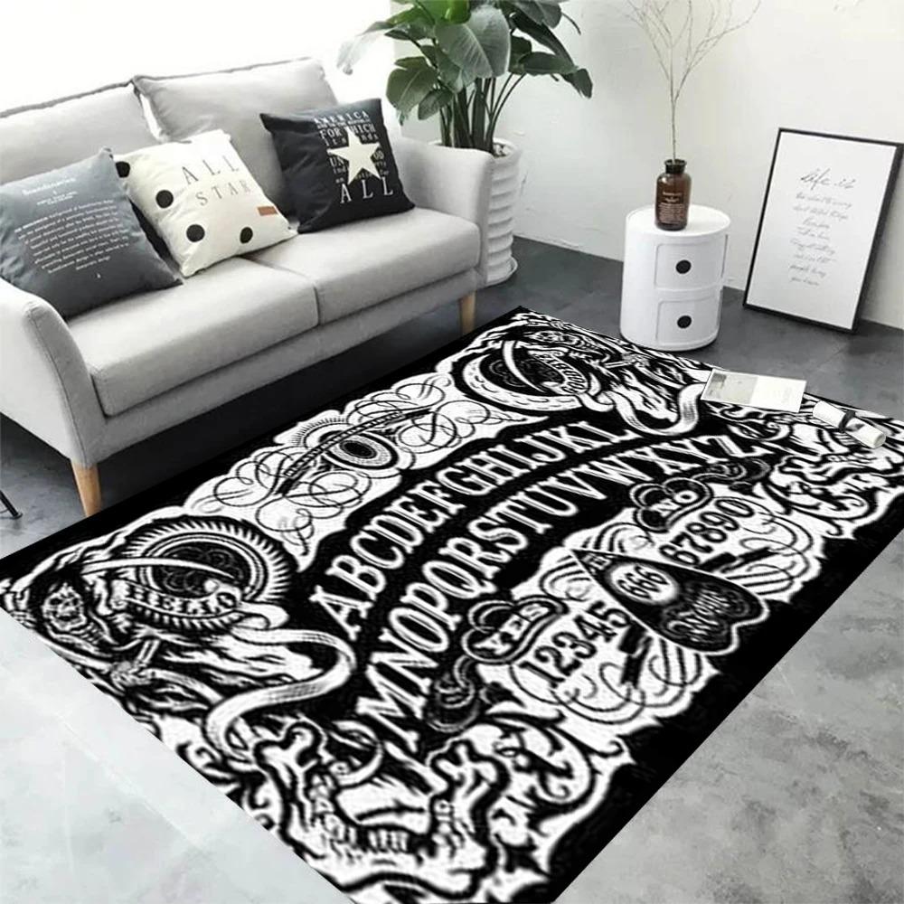 Gotischer Totenkopf Teppich Rutschfester Halloween Dekorativer Teppich für Toilette Schlafzimmer Wohnzimmer Küche Eingangstür Matte Heimdekoration