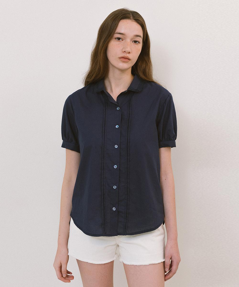 Laminez Lace Collar Blouse - Navy Navy/Free
