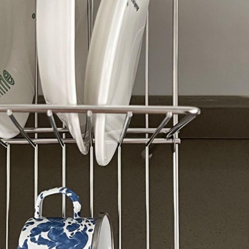 Égouttoirs à vaisselle Pliables Forme en X Étagère à 2 niveaux pour sécher la vaisselle Support Séchage Assiettes Plates Bols Pour Plans de Travail de Cuisine