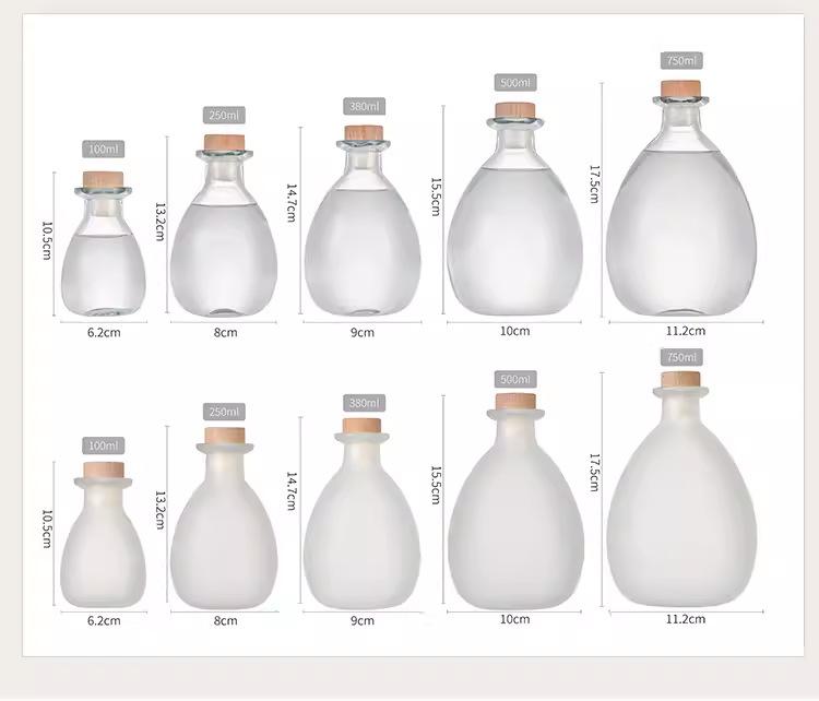 Premium Glass Bottle for Bayberry, Green Plum, and Fruit Wines; Ideal for Sour Plum Soup and Wine Storage 100ml Clear + Wood Stopper