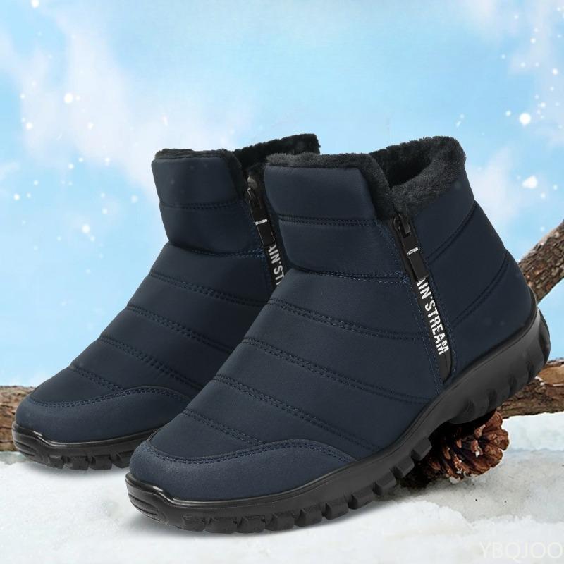 Winter Thick Warm Cotton Shoes with High Top Solid Color Simple Comfortable Anti Slip Wear-resistant Men's Snow Boots