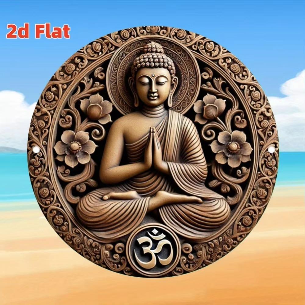 Metal Wall Art Buddha Statue Musical Lotus Zen Home Decor