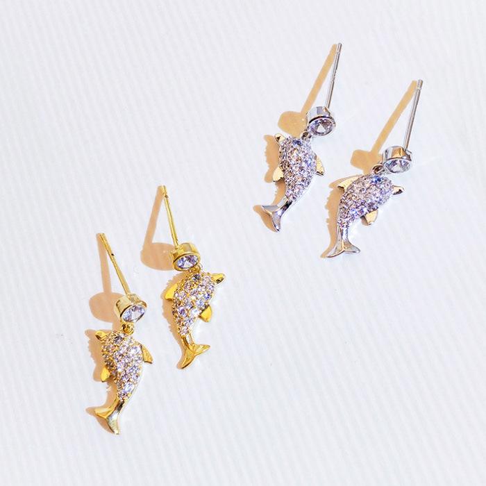 Sea Life Earrings Temperament Earrings Dolphin Earrings Women'S Tide Ear Jewelry