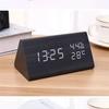 M-Modern-LED Student Clock Simple Wooden Clock Temperature Display Sound Control Clock Desktop Home Decorative Ornaments