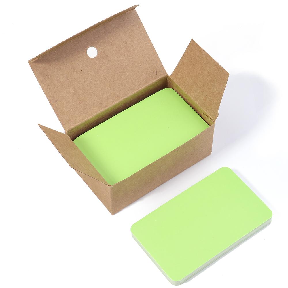 100pcs 5.4x8.8cm Kraft Paper Card Blank Word Card Business Note Message Card Bookmark Learning Postcard Greeting Invitation Card зелёный