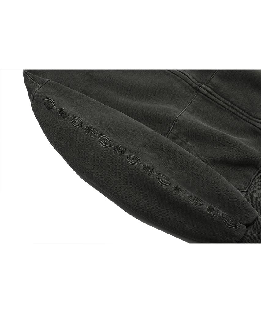Cpgn Studio [2-Way] Sleeve Star Pigment Hoodie Zip-Up Smoke Black