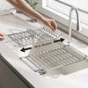 Rustproof Kitchen Sink Organizer Stainless Steel Retractable Drain Basket  Dish Drying