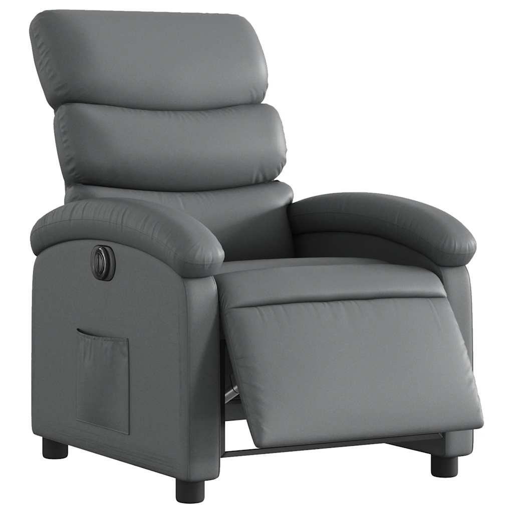 Vidaxl Electric Recliner Armchair, Grey, Upholstered with Faux Leather