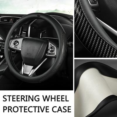 YPGH8 Keyring Carbon Fiber Steering Wheel Cover, Anti-slip Firm GripFor Rio 5 Ceed Cerato K2 K3 K4 Sportage Picanto Optima Sorento