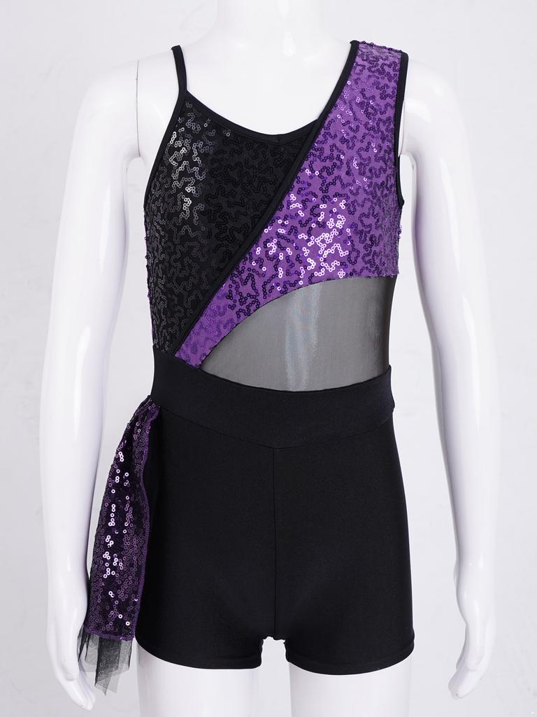 Dziecięce dziewczęce cekiny błyszczący trykot baletowy bez rękawów nowoczesny jazzowy występ na scenie latynoskiej Unitard