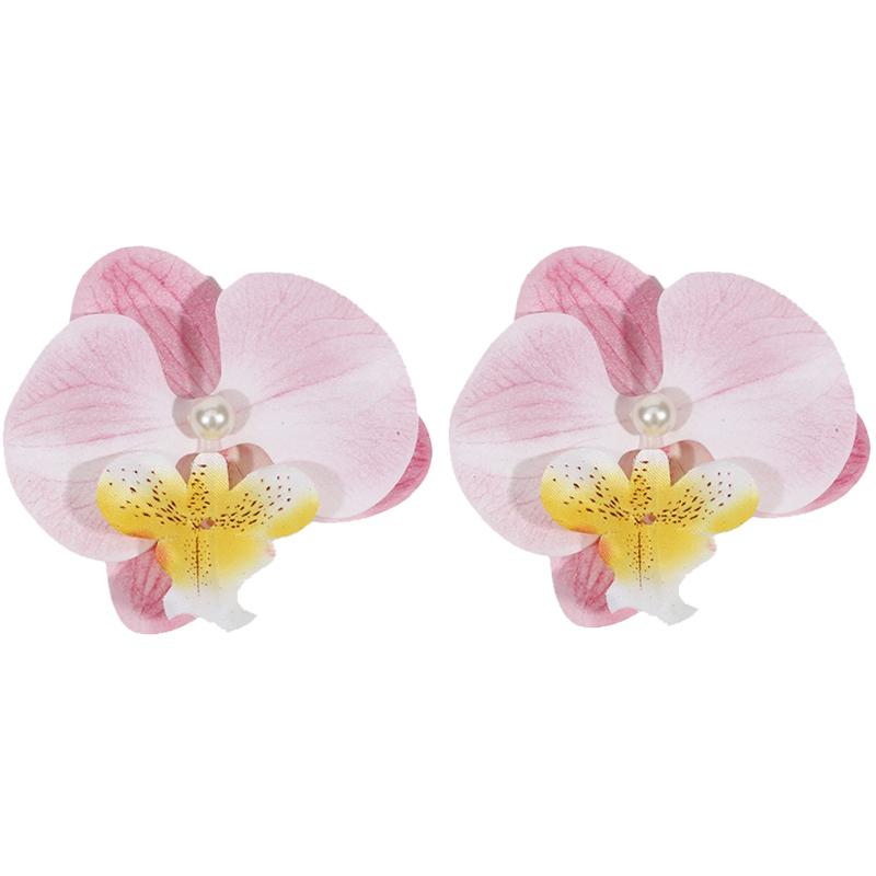 Hair Accessories 1/2pcs Flower Hair Clip Hair Ornament Pink Orchid Orchid Hairpin Side Barrettes Headdress Bohemia Barrettes NEW