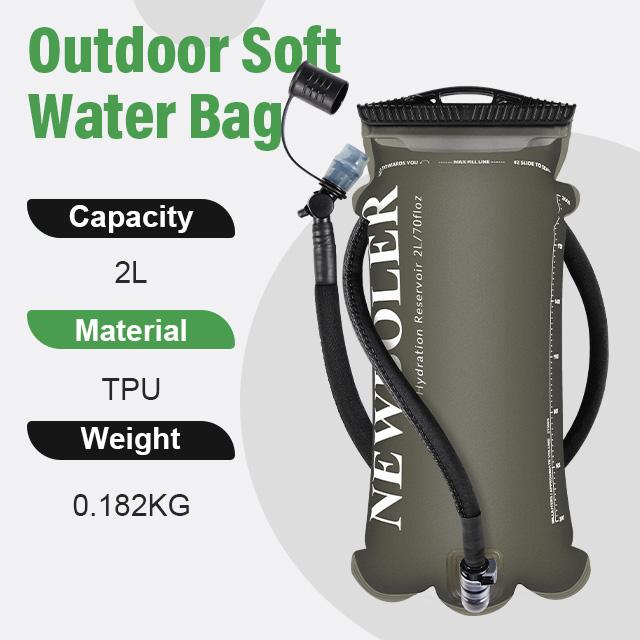 NEWBOLER 2L Outdoor Sport Camping Water Bladder Running Sport Bicycle Soft Water Bottle Folding TPU Soft Flask Water Bag