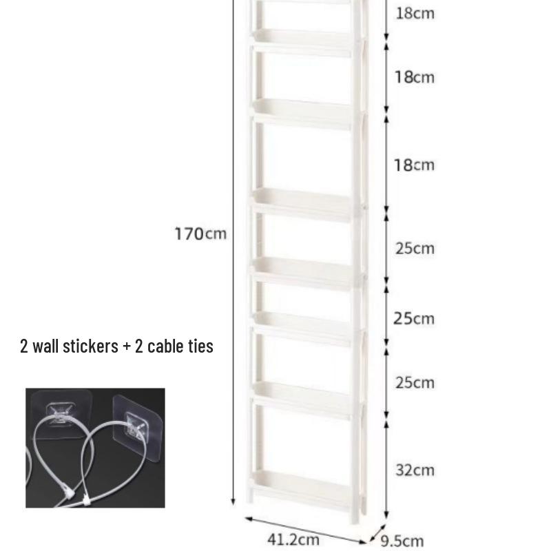 Slim Behind-Door Storage Trolley: Multi-Layer Shelf for Bathroom & Toilet.