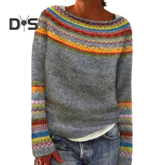 

Женский свитер с круглым вырезом и длинным рукавом, лоскутное цветное вязание, свободный крой, эластичный теплый трикотаж, повседневная одежда M жёлтый