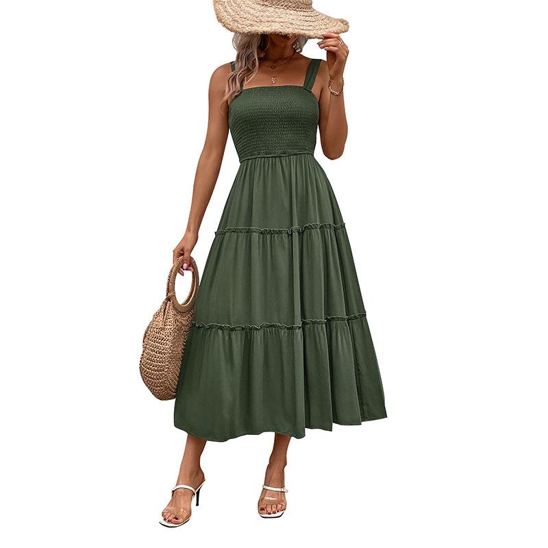 Amazon Foreign Trade Splicing Skirt Summer Cross-border Women's Clothing Europe and the United States Popular To Win Suspender Sleeveless Dress