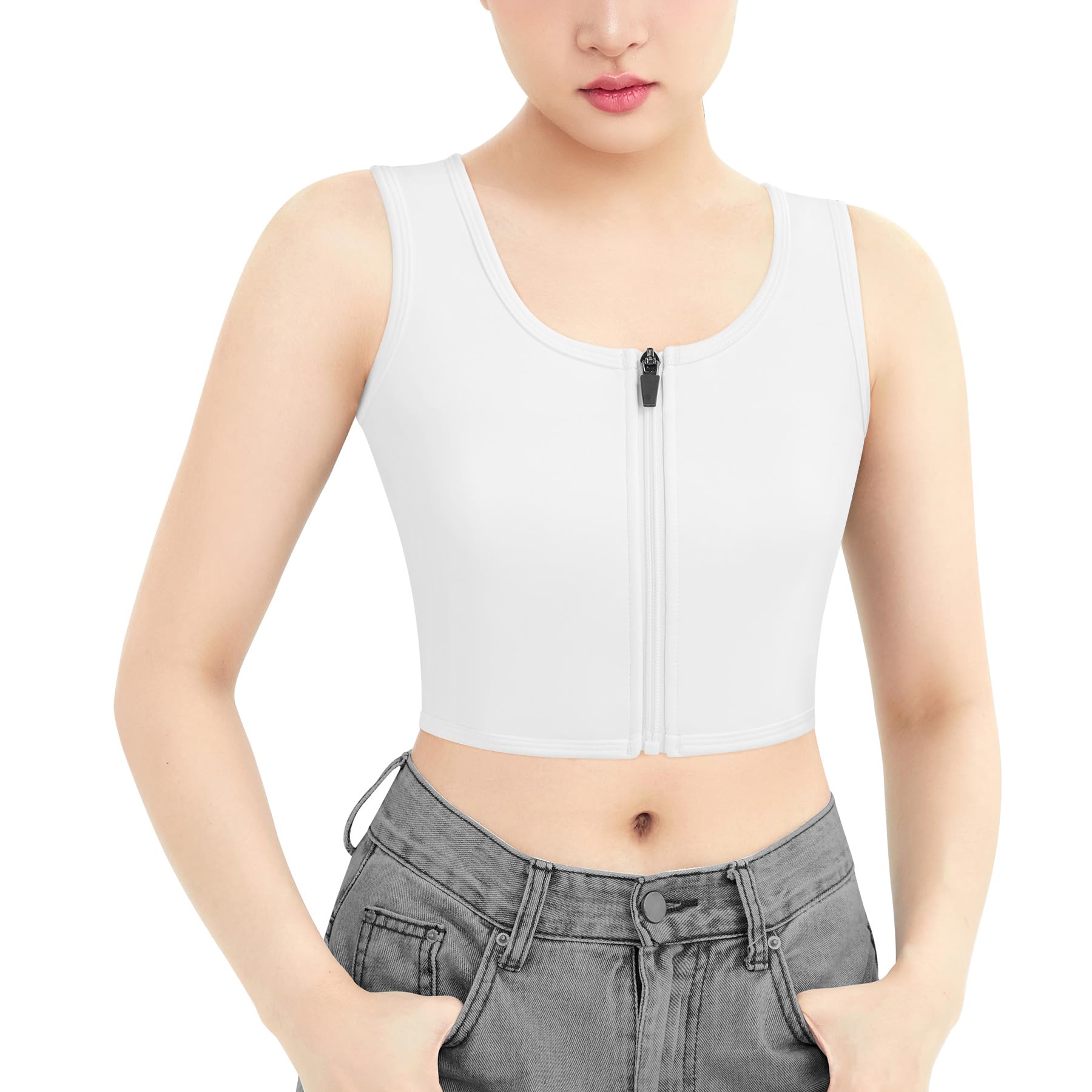 

Nabe sports no tube tank makes breasts look flattens compression chest plain Japanese style bra [CtriLady] shirt, bra, movement, corset, top, білий