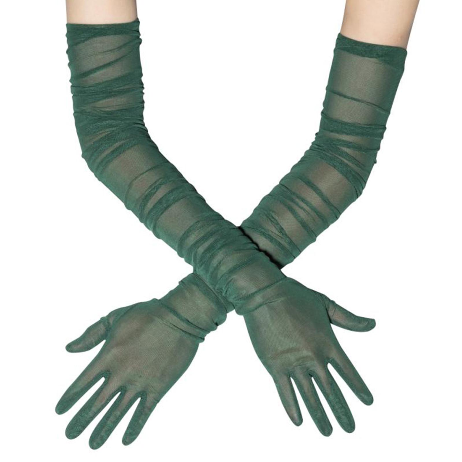 

Очень длинные гофрированные прозрачные перчатки Элегантный винтажный костюмный аксессуар Длинные перчатки для свадеб, вечеринок, Хэллоуина темно серый