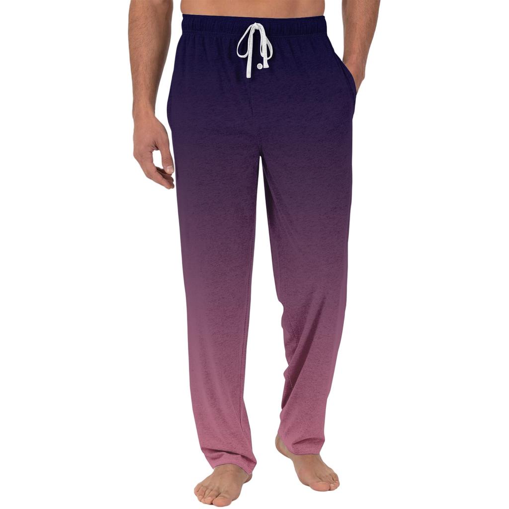 Herren Freizeit-Pyjamahose mit Taschen | Krawatte, Farbverlauf bedruckt, Leinwandbindung, lockere Passform elastischer Bund für Zuhause