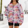 Women's Fashionable Christmas Print Long-sleeved V-neck Sweatshirt