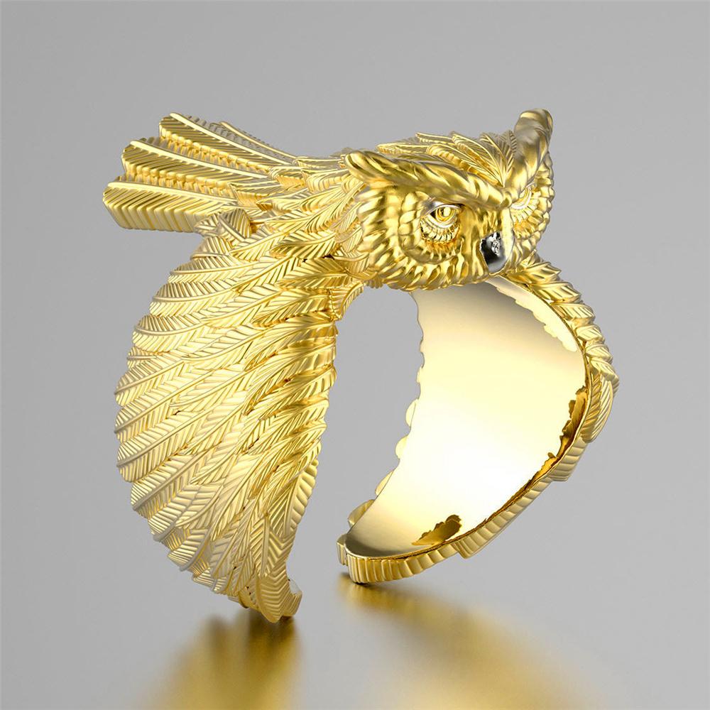 Anello da Dito Animale Civetta Femmina Carino Anello Nuziale Colore Oro Vintage Gioielli da Sposa Per Donne