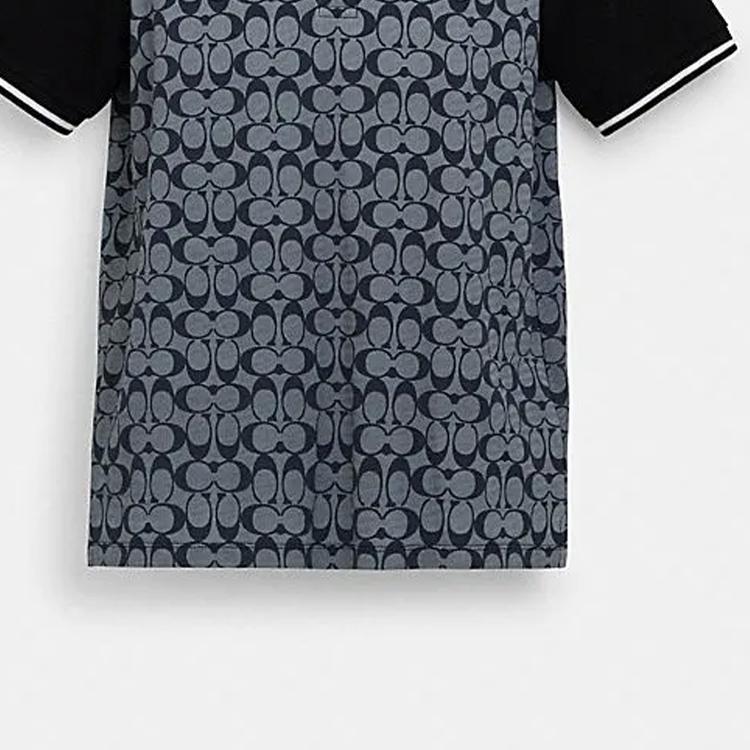 Coach Ss24 Pattern Printed Casual Short Sleeve Polo Shirt Men Tops Gray CO816-RBC