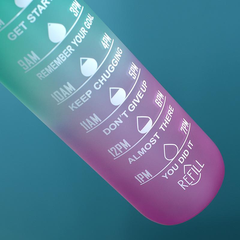 Gradient Plastic Sports Water Bottle with Bounce Lid - Large Capacity for Students & Outdoor Fitness