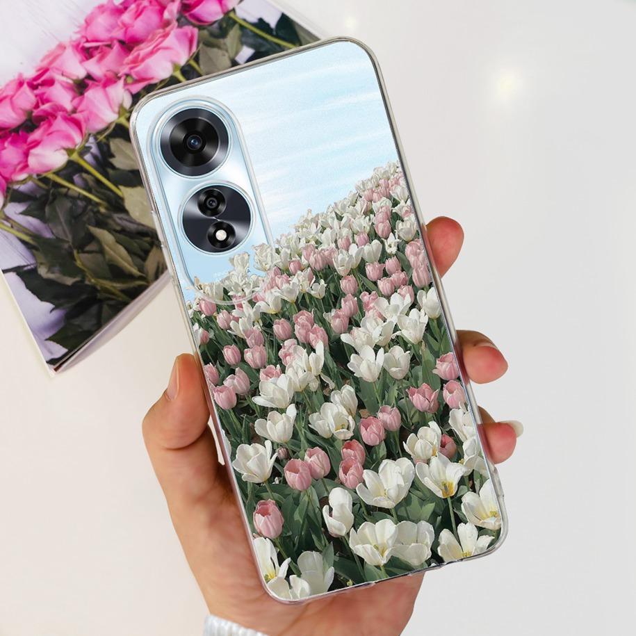 For OPPO A60 4G Case CPH2631 Cute Cat Cartoon Transparent TPU Silicone Soft Slim Cover For OPPO A60 A 60 OPPOA60 2024 Bumper New