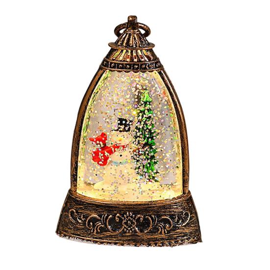 Christmas Snow Ball Lantern Bell Shape Swirling Glitter Christmas Lamp for Holiday Home Office Tabletop Decor